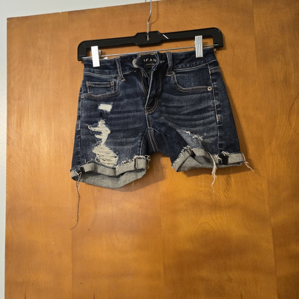 American Eagle Ne(X)t Level Stretch Dark Wash Jean Shorts Size 00